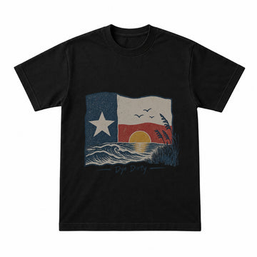 Dye Dirty Texas Coastal Vibe Vintage Flag Graphic T-Shirt