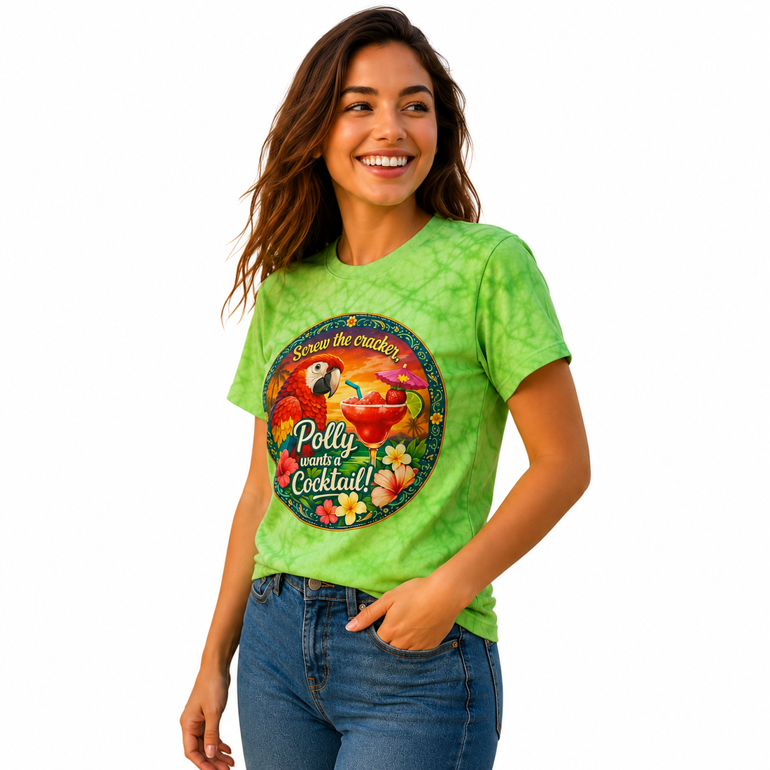 Dye Dirty Polly Wants a Cocktail Funny T-Shirt