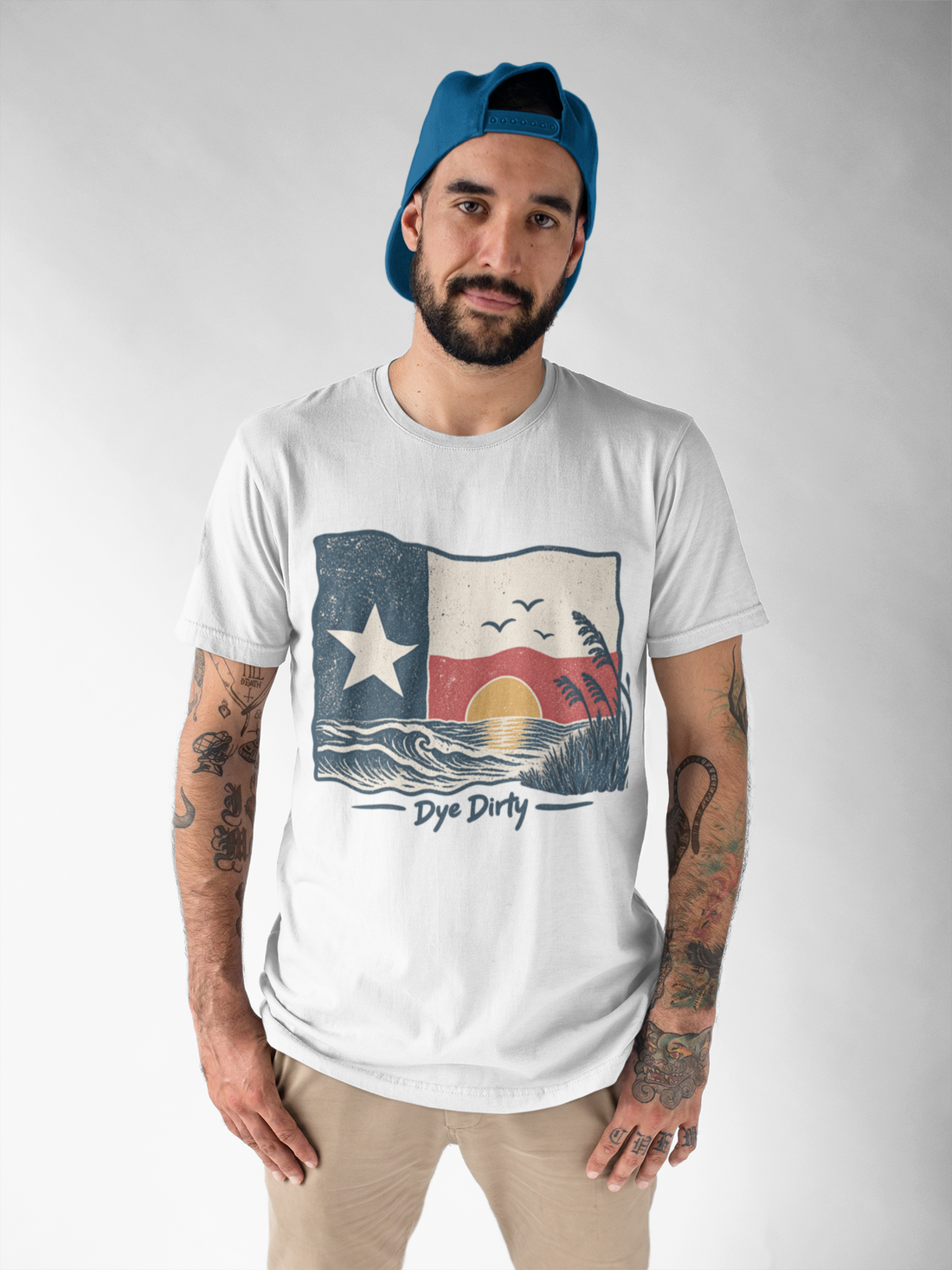 Dye Dirty Texas Coastal Vibe Vintage Flag Graphic T-Shirt