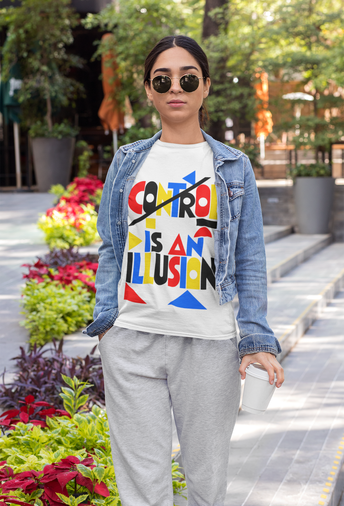 Dye Dirty Control Is an Illusion Colorful Geometric Graphic T-Shirt