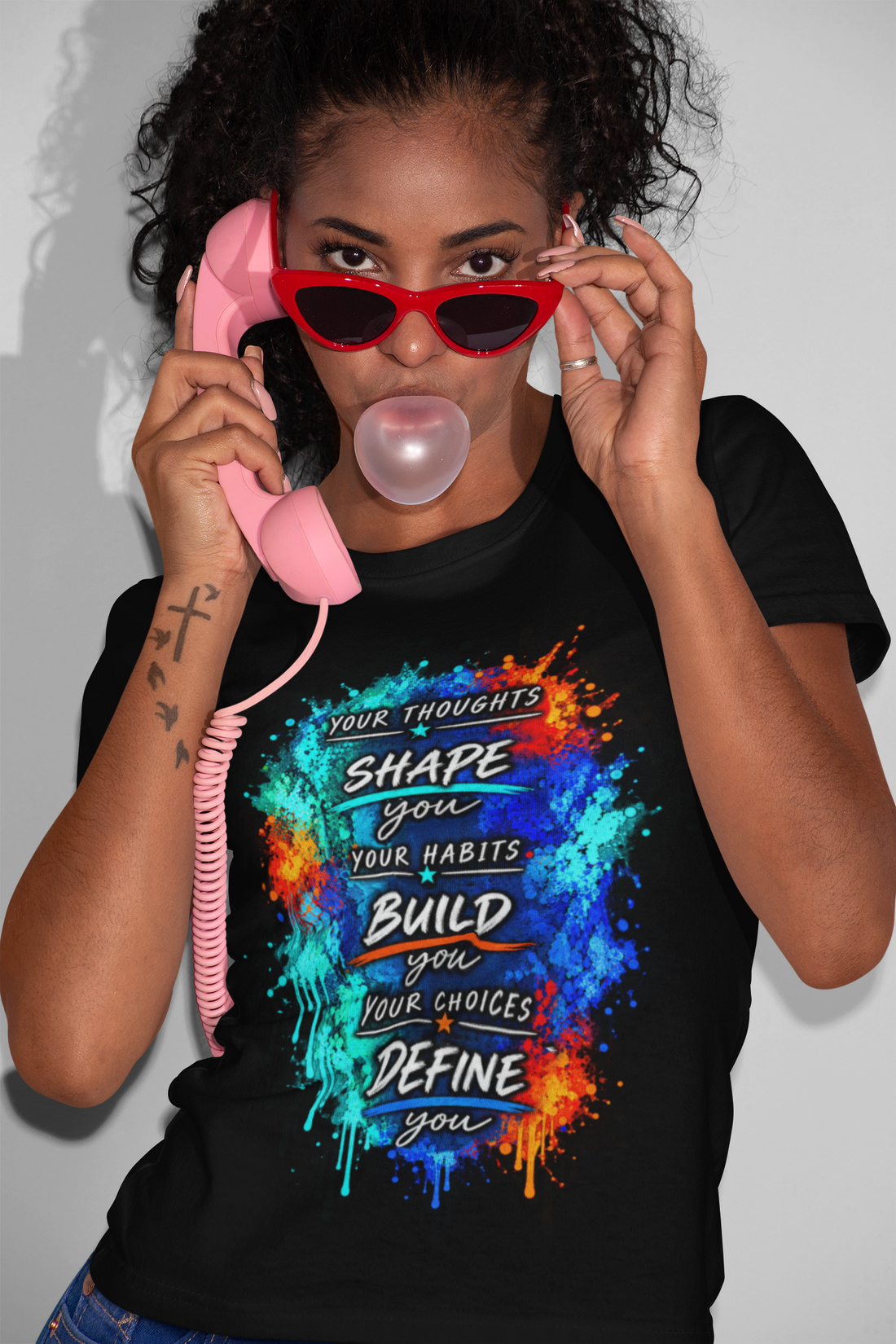 Dye Dirty Shape Build Define Motivational Graffiti Graphic T-Shirt