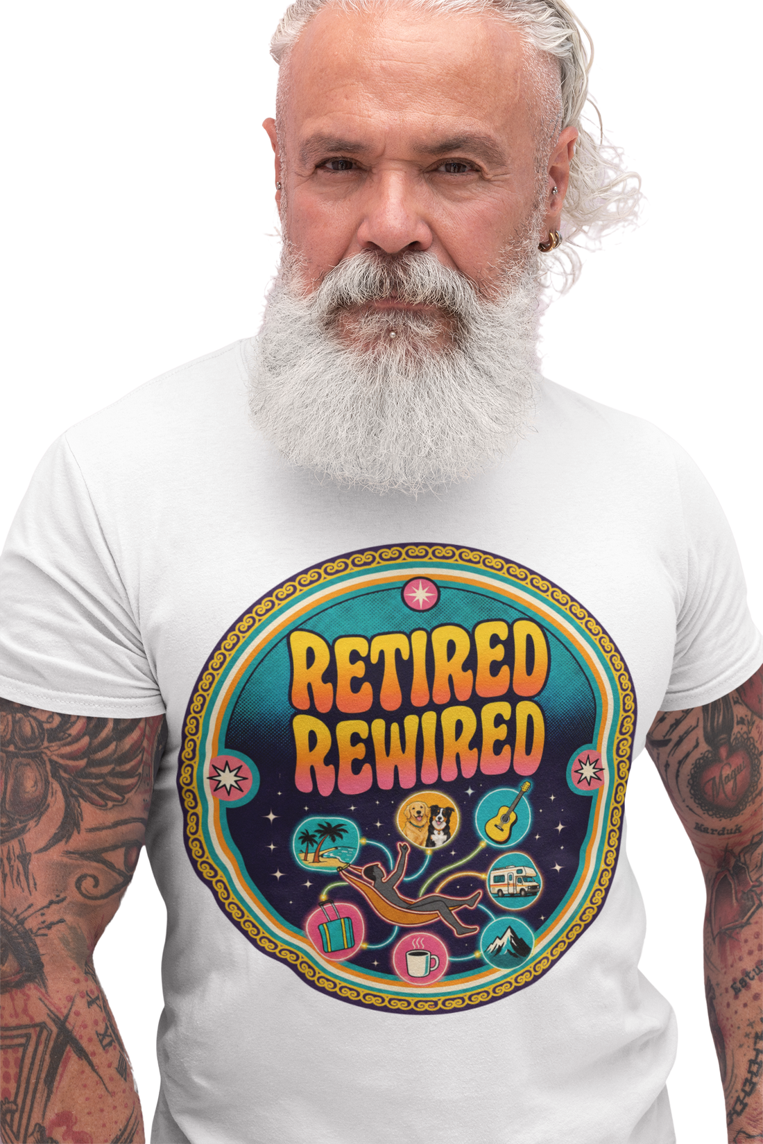 Dye Dirty Retired Rewired T-Shirt Fun and Vibrant Theme